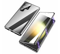 Beyonddraw Magnetic Tempered Glass Double-Sided Phone Case for Samsung, Privacy Magnetic Case, Double Sided Tempered Glass Metal (Black,S24PLUS)