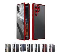 Beyonddraw Privacy Magnetic Tempered Glass Double-Sided Phone Case for Samsung, Beyond Draw Phone Case, Anti-Peeping Magnetic Tempered Glass Double-Sided Phone for S21-25 (Red HD,S23plus)