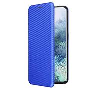 BeyondTop Motorola Edge 20 Lite Case, Carbon Fibre Leather Flip Wallet Case Cover with Card Slot and Stand Function Case for Motorola Edge 20 Lite-Blue