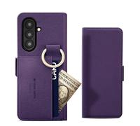 BeYourSanta Card Holder Cover for Galaxy Z Fold 7, Full Cover Hinge Protection, EMF Blocking, Ring Holder, Italian PU Leather Case for Samsung Galaxy Z Fold 7 (Persona Purple)