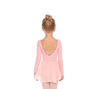 Beyove Girls Ballet Clothing Backless Ballet Dress Cotton Long Sleeve Ballet Leotard Ballet Suit Children's Dance Dress Dance Bodysuit with Skirt Tutu Pink 120