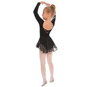 Beyove Girls Ballet Clothing Backless Ballet Dress Cotton Long Sleeve Ballet Leotard Ballet Suit Children's Dance Dress Dance Body with Skirt Tutu Black 130