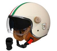 Beyswage 3/4 Open Face Motorcycle Helmet - Vintage Style with Double Goggles, Earmuffs, ECE Certified - Compatible with Motorcycle, Scooter, Cruiser, ATV, UTV - Black