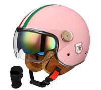 Beyswage 3/4 Open Face Motorcycle Helmet Vintage With Double Goggles Comfort Lining Earmuffs ECE Certification Crash Helmet Scooter Cycle Bike Chopper Helmet For Adult Men Women