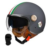 Beyswage 3/4 Open Face Motorcycle Helmet Vintage With Double Goggles Comfort Lining Earmuffs ECE Certified Crash Helmet For Adult Men Women