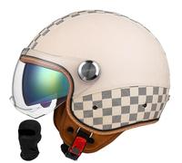 Beyswage 3/4 Vintage Motorbike Helmet, Open Face, ECE Certified, Compatible with Motorcycle, Scooter, Cruiser, White