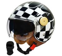 Beyswage Jet Helmet 3/4 Open Face Motorcycle Helmet Vintage With Double Goggles Comfort Lining Earmuffs ECE Certification Crash Helmet Scooter Cycle Bike Chopper Helmet for Adult Men Women