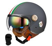 Beyswage Jet Helmet 3/4 Open Face Motorcycle Helmet Vintage With Double Goggles Comfort Lining Earmuffs ECE Certification Crash Helmet Scooter Cycle Bike Chopper Helmet for Adult Men Women