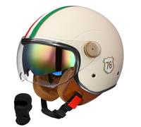 Beyswage Jet Helmet 3/4 Open Face Motorcycle Helmet Vintage With Double Goggles Comfort Lining Earmuffs ECE Certified Crash Helmet For Adult Men Women