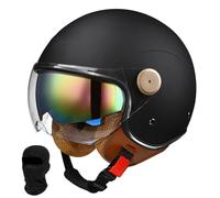 Beyswage Jet Helmet 3/4 Open Face Motorcycle Helmet Vintage With Double Goggles Comfort Lining Earmuffs ECE Certified Crash Helmet For Adult Men Women