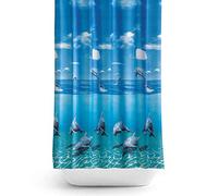 Beytug Extra Wide Bespoke Size Fabric Shower Curtain 240CM Wide by 180CM Drop [Dolphins]