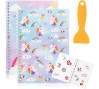 BeYumi 2Pcs Unicorn Sticker Book Collecting Album with a Plastic Spatula Reusable Sticker Organizer Storage Book Sticker Collection Accessories Activity Sticker Album for Collecting Sticker Label