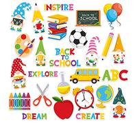 BeYumi 52Pcs Gnomes Back to School Classroom Bulletin Board Cutouts Set Motivational Colorful Welcome to School DIY Blackboard Decoration Spring Summer Party Supplies Kindergarten Nursery Wall Decor