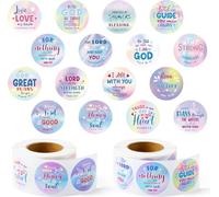 BeYumi Christian Self Adhesive Stickers - 1000pcs Christian Religious Sticker Rolls Inspirational Religious Colorful Self-Adhesive Decals Motivational Saying from The Bible Kids Sunday School Reward