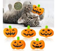 BeYumi Halloween Catnip Toys Cat - 5Pcs Halloween Pumpkin Jack O Lantern Catmint Interactive Cat Toy for Indoor Cats, Soft Plush Orange Cat Supplies, Kitten Teething Chew Toy Set, Pet Gifts for Cat