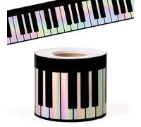 BeYumi Piano Keyboard Border Trim - 65ft Back to School Musical Keyboard Holographic Straight Rolled Border Trim Iridescent Music Keys Bulletin Board Classroom Office Chalkboard Door Party Decoration