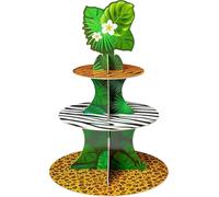 BeYumi Wild Animal Print Party Decorations Cupcake Stand,3 Tier Safari Jungle Animal Cupcake Tower Cardboard Dessert Holder Pastry Platter for Animal Print Theme Birthday Party Baby Shower Supplies