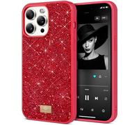 BEZ Case for iPhone 14 Pro Max Case, with Bling & Co. Series, Sparkle Diamond Crystal Bling Case Cover for iPhone 14 Pro Max, Scarlet Red