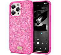 BEZ Case for iPhone 15 Pro Max Case Glitter, with Bling & Co. Series, Sparkle Diamond Crystal Bling Case Cover for iPhone 15 Pro Max, Brink Pink