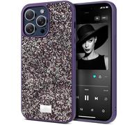 BEZ Case for iPhone 15 Pro Max Case Glitter, with Bling & Co. Series, Sparkle Diamond Crystal Bling Case Cover for iPhone 15 Pro Max, Viola Purple