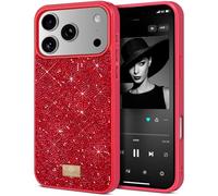 BEZ Case for iPhone 17 Pro Case Glitter, with Bling & Co. Series, Sparkle Diamond Crystal Bling Case Cover for iPhone 17 Pro, Scarlet Red