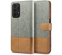 BEZ Case for Samsung A23 5G Case, Compatible with Samsung Galaxy A23 5G, Flip Wallet Phone Cover [Canvas Faux Leather] with Credit Card Holders, Kick Stand, Magnetic Strap Closure, Gray