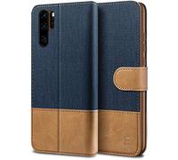 BEZ Huawei P30 Pro Case, Huawei P30 Pro Phone Case Compatible for Huawei P30 Pro, Wallet Cover [Canvas Faux Leather] with Credit Card Holders, Kick Stand, Magnetic Strap Closure, Blue Navy