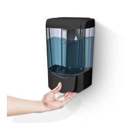 BEZADI 600ml Soap Dispenser Wall Mount, No Drill Manual Hand Sanitizer Dispenser Gel/Liquid Adhesive Hand Soap Dispenser for Home Mall Hospital School, ABS Black