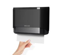 BEZADI Paper Towel Dispenser Wall Mounted, Multifold C-Fold Hand Towel Dispenser, Folded ABS Commercial Tissue Towel Dispenser for Bathroom Mall Hospital, Black