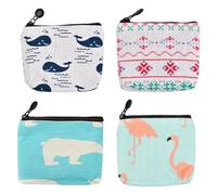 Bezavea 4 PCS Oxford Coin Purse, Mini Handbag Coin, Small Handbag Coin Zip Purse, Canvas Change Cash Bag, Card Key Ring Wallet, Cute Cartoon Wallet, Pouch Bag with Zipper Design for Kids Boys Girls