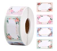 Bezavea 500PCS Labels Stickers for Jars, Self Adhesive Jam Labels, Baking Label Sticker, Decorative Stickers for Gift Packing, Sticky Freezer Labels, Blank Labels for Jars Food Handmade Gift (Floral)