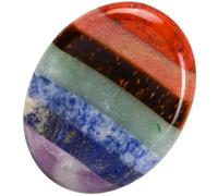 Bezavea 7 Chakra Thumb Worry Stone, Thumb Stone, Worry Stone, Chakra Healing Crystal Worry Stone, Pocket Palm Stone, Oval Crystal Thumb Stone, Thumb Stone for Meditation Reiki Anxiety Relief