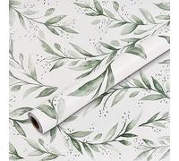 Bezavea Green Willow Leaf Peel and Stick Wallpaper, 445x300 CM, Self-Adhesive Forest Wallpaper for Living Room, Cabinets, Furniture Decor