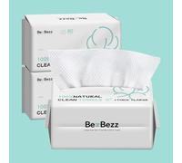 BezBezz Face Towels Disposable 100% Cotton Biodegradable Facial Cleansing Cloths Extra Thick and Soft for Sensitive Skin, Lint-Free, Super Absorbent, Makeup Remover Dry Wipes for Face Cleansing