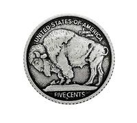 Bezelry 12 Pieces Buffalo Coin Style Metal Shank Buttons. 21mm (13/16 inch) (Antique Silver)
