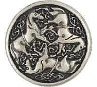Bezelry 12 Pieces Celtic Horses Metal Shank Buttons. 18mm (11/16) (Antique Silver)