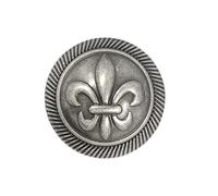 Bezelry 12 Pieces Fleur De LYS Domed Gray Silver Metal Shank Buttons 18mm (11/16 inch)