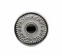 Bezelry 12 Pieces Grass Wreath and Black Enamel Metal Shank Buttons. 18mm (11/16 inch)(Retro Silver)
