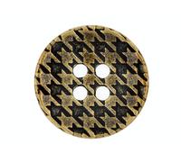 Bezelry 12 Pieces Houndstooth Pattern Metal Hole Buttons. 23mm (7/8 inch)(Antique Brass)