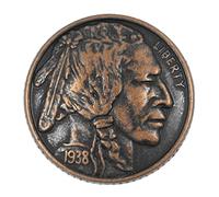 Bezelry 12 Pieces Indian Head Coin Style Metal Shank Buttons. 21mm (13/16 inch) (Antique Copper)