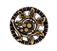 Bezelry 12 Pieces Openwork Fern Crozier Metal Shank Buttons. 23mm (7/8 inch)(Antique Brass)