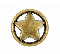 Bezelry 12 Pieces Ring Star Metal Shank Buttons. 23mm (7/8 inch)(Antique Brass)