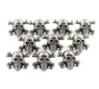 Bezelry 12 Pieces Skull with Cross Bones Gray Silver Color Metal Shank Buttons 14mm (9/16 inch)