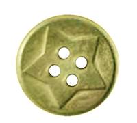 Bezelry 12 Pieces Star Engraving Metal Hole Buttons. 25mm (1 inch)(Antique Brass)