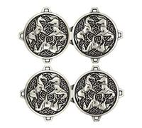 BEZELRY 3 Pairs Celtic Horses Cape or Cloak Clasp Fasteners. 62mm x 35mm Fastened. Sew On Hooks and Eyes Cardigan Clip (Antique Silver)
