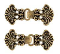 Bezelry 6 Pairs Pappus Flower Cape or Cloak Clasp Fasteners.Sew On Hooks and Eyes Cardigan Clip. 52mm Fastened. (Antique Brass)