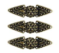 Bezelry 6 Pairs Triangles and Flower Cape or Cloak Clasp Fasteners. 52mm x 15mm Fastened. Sew On Hooks and Eyes Cardigan Clip (Antique Brass)