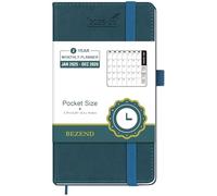 BEZEND 2 Year Month to View Pocket Diary 2025-2026 PU Leather Hardback, Slim Monthly Planner 25-26 Runs Jan’25 to Dec’26, 100 GSM Thick Paper - Small Size 16.5 x 9 cm, Dark Green