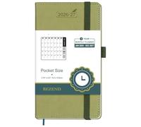BEZEND 2 Year Month to View Pocket Diary 2026-2027 PU Leather Hardback, Slim Monthly Planner runs Jan’26 to Dec’27 with Back Pocket, 100 GSM Thick Paper - Small Size 16.5 x 9 cm, Kiwi