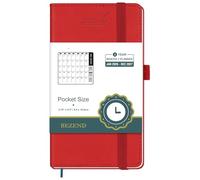 BEZEND 2 Year Month to View Pocket Diary 2026-2027 PU Leather Hardback, Slim Monthly Planner runs Jan’26 to Dec’27 with Back Pocket, 100 GSM Thick Paper - Small Size 16.5 x 9 cm, Red